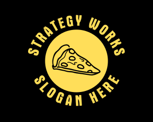 Yellow Cheese Pizza Slice logo design