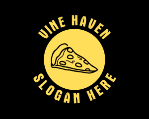 Yellow Cheese Pizza Slice logo design