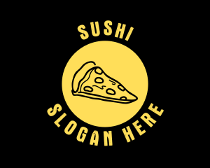 Yellow Cheese Pizza Slice logo design