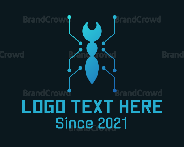 Blue Cyber Termite Insect Logo