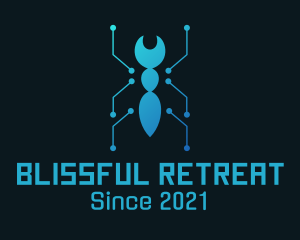 Pest Control - Blue Cyber Termite Insect logo design