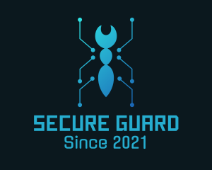 Sci Fi - Blue Cyber Termite Insect logo design