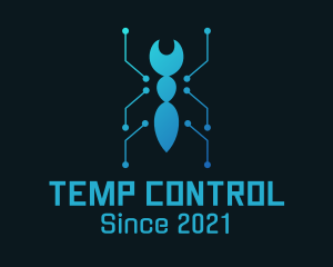 Blue Cyber Termite Insect logo design