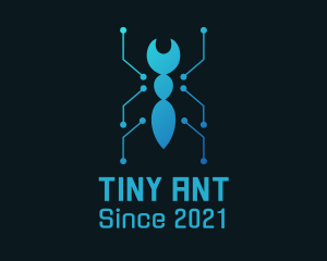 Blue Cyber Termite Insect logo design