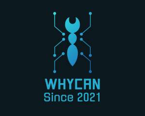 Blue Cyber Termite Insect logo design