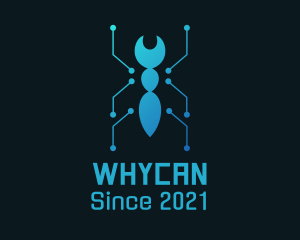 Ant - Blue Cyber Termite Insect logo design