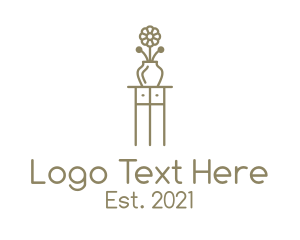 Furnishing - Brown Flower Display Table logo design