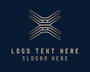 Rose Gold - Gold Tech Letter X logo design