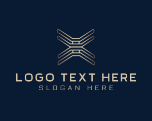 Techno - Gold Tech Letter X logo design