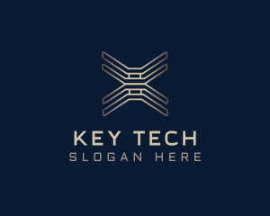 Gold Tech Letter X logo design