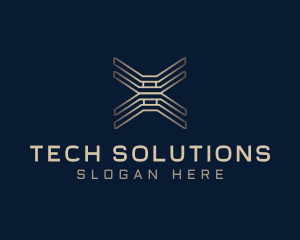 Techno - Gold Tech Letter X logo design