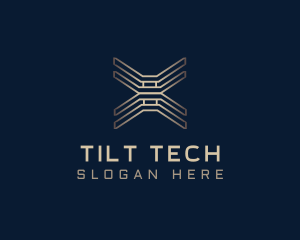 Gold Tech Letter X logo design