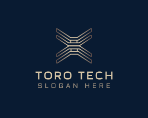 Gold Tech Letter X logo design