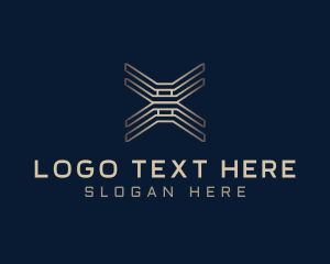 Gold Tech Letter X Logo