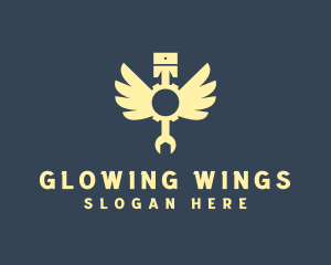 Piston Wings Mechanic Tools logo design