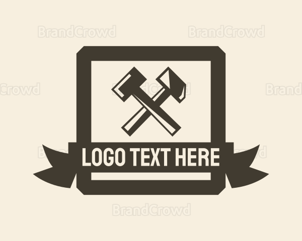 Axe Hammer Blacksmith Badge Logo