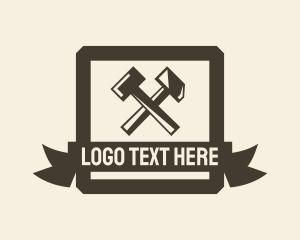 Construction - Axe Hammer Blacksmith Badge logo design