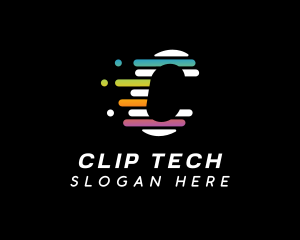 Colorful Tech Letter C logo design