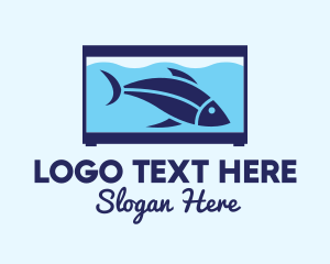 Fish Aquarium - Blue Fish Tank logo design