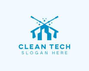 Sanitizing - Pressure Washer Building Cleaner logo design