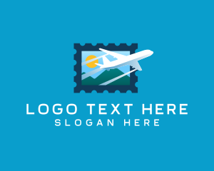 Flight - Airplane Travel Stamp logo design