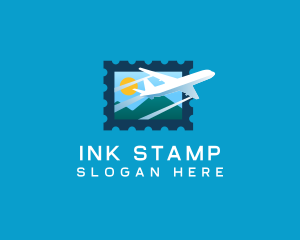 Airplane Travel Stamp logo design