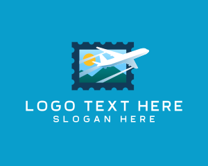 Stamp - Airplane Travel Stamp logo design
