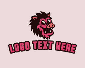 Warthog - Happy Pig Boar logo design