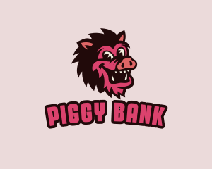 Happy Pig Boar logo design