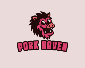 Piggery - Happy Pig Boar logo design