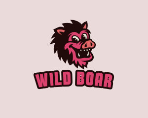 Happy Pig Boar logo design