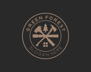 Wood Carpentry Tools logo design