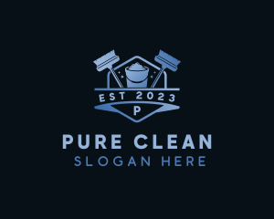 Sanitation Broom Cleaning logo design