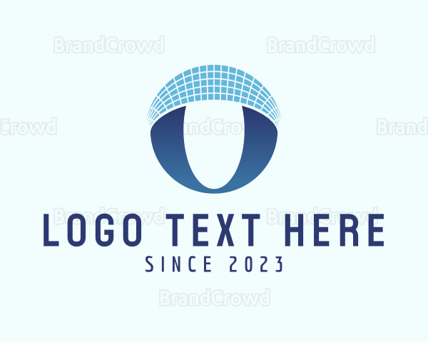 Digital Grid Letter O Logo