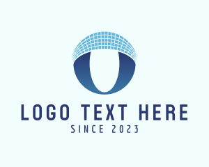 Network - Digital Grid Letter O logo design