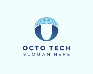 Digital Grid Letter O logo design