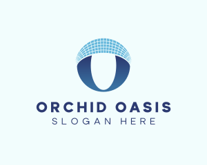 Digital Grid Letter O logo design