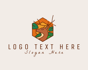 Mosaic - Deer Nature Hexagon logo design