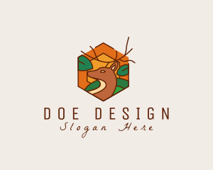 Deer Nature Hexagon logo design