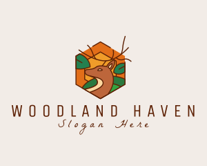 Woodland - Deer Nature Hexagon logo design