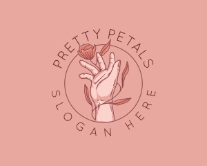 Floral Hand Beauty logo design