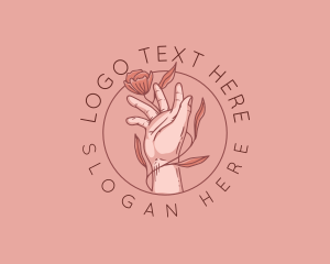 Aesthetician - Floral Hand Beauty logo design