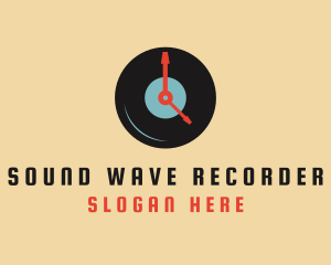 Clock Vinyl Record logo design