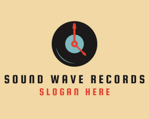 Record - Clock Vinyl Record logo design