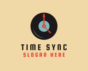 Clock Vinyl Record logo design