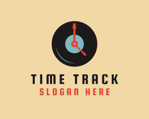 Clock Vinyl Record logo design