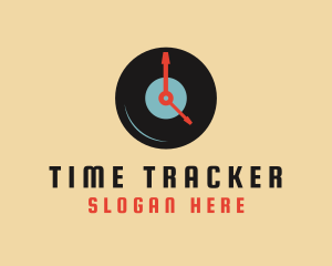 Clock Vinyl Record logo design