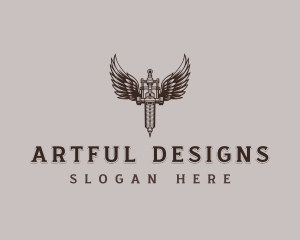 Rustic Tattoo Machine logo design