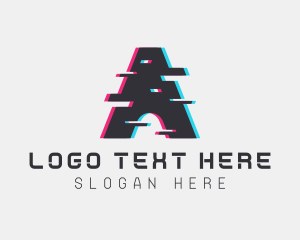 Anaglyph - Technology Glitch Letter A logo design