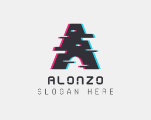 Technology Glitch Letter A logo design